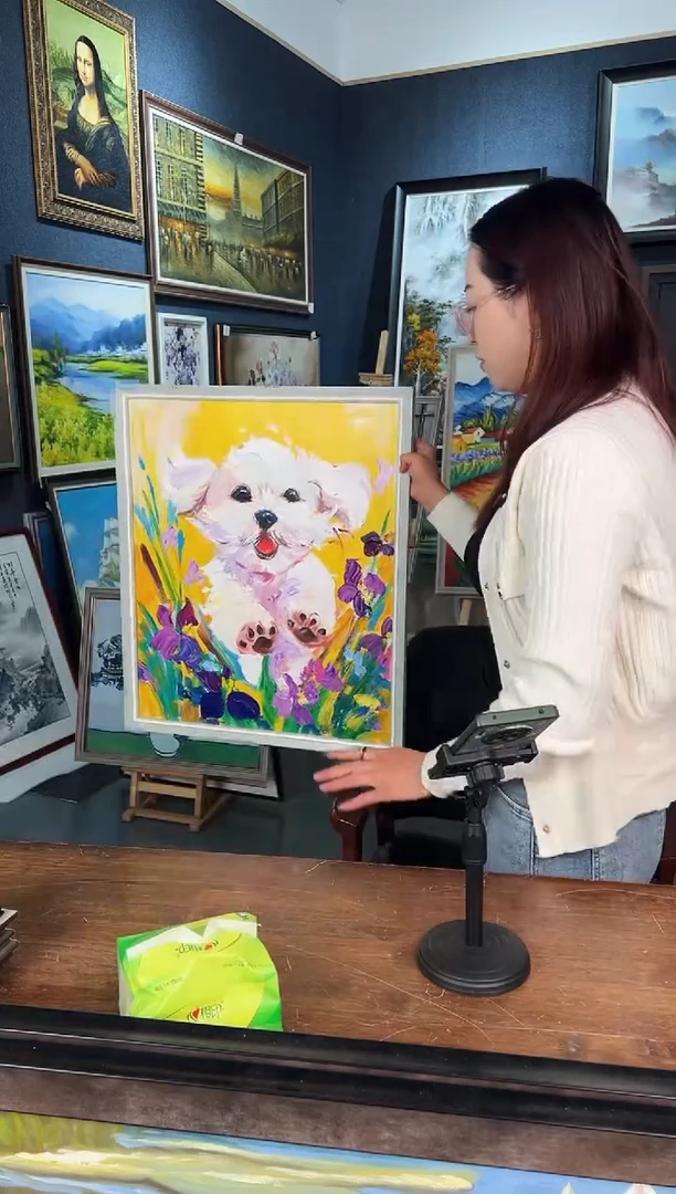 【闪购商品】油画4号 50*60 小狗-手绘油画