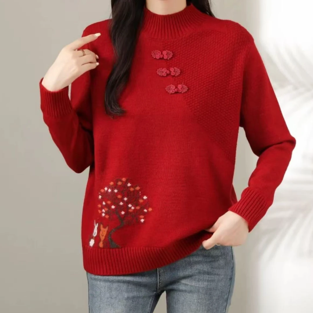 109#新款半高领百搭长袖针织衫套头1 06