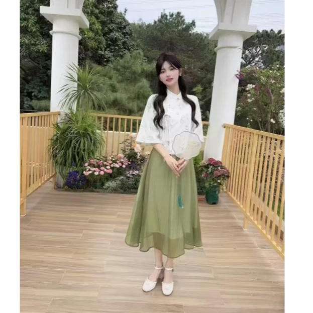 2025年轻款少女日常高端气质民国文艺连衣裙套装汉服HJ-1705