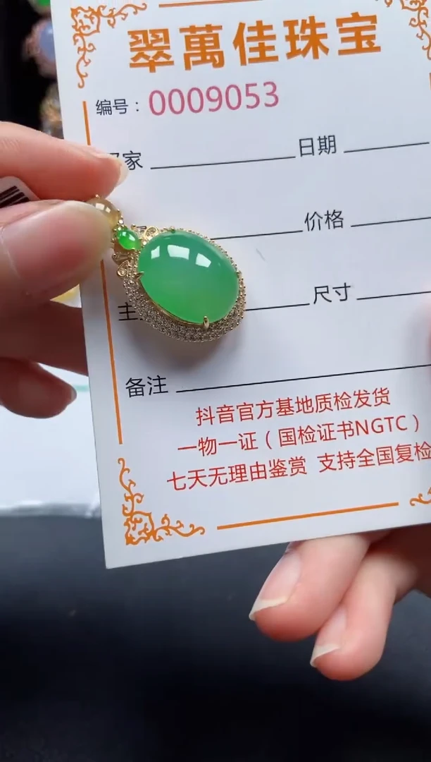 颈饰银S925镶嵌翡翠9053