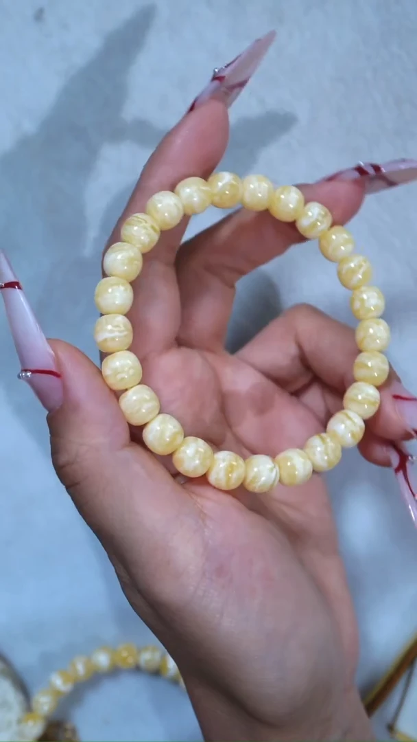 手链琥珀未镶嵌典藏级8.5mm教科书级别虎皮纹千层