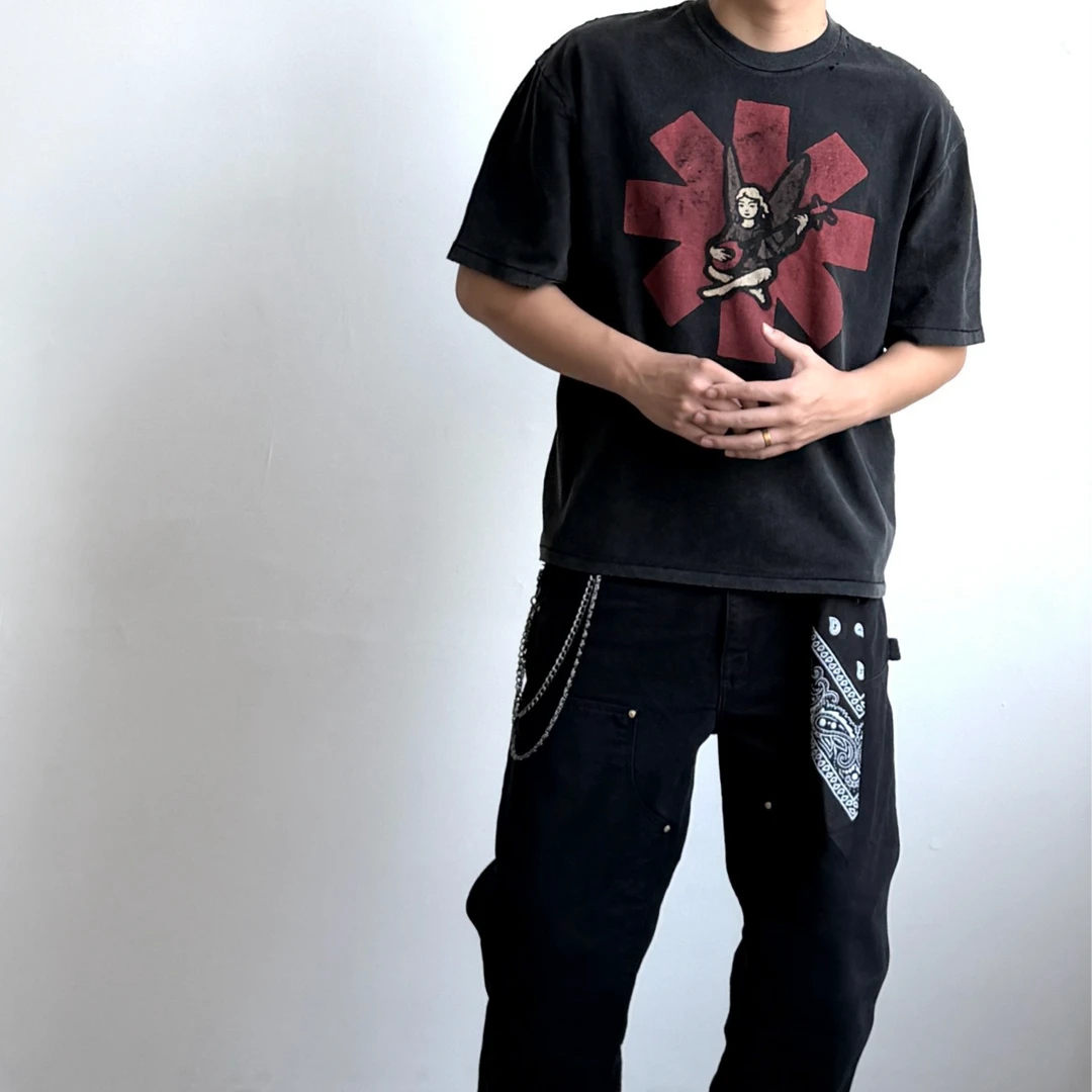 Saint×红辣椒乐队联名280g重磅洗水工艺男女同款短袖T恤