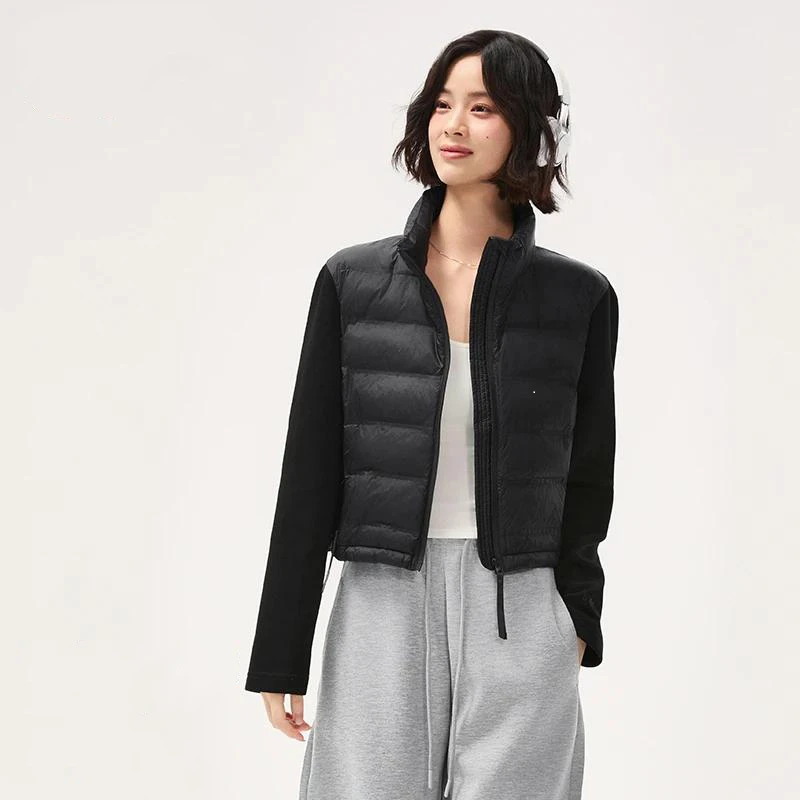 设计感针织拼接棉衣棉服女2025冬季大码胖MM宽松显瘦短款保暖外套