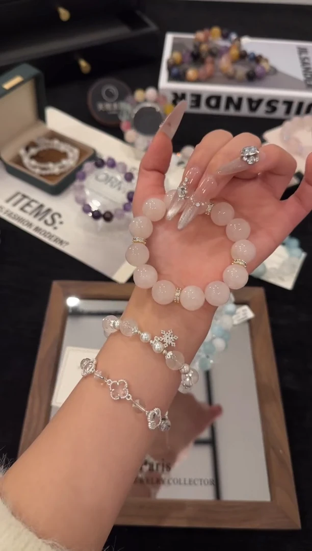 合金手链水晶粉水晶x3655