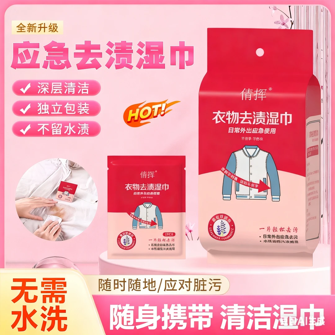 【正品保障】衣物去渍湿巾羽绒服清洁免水洗应急去油污小白鞋神器