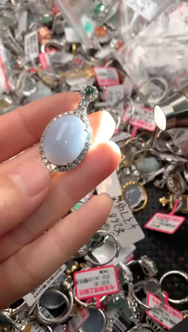 银S925镶嵌戒指翡翠222   3