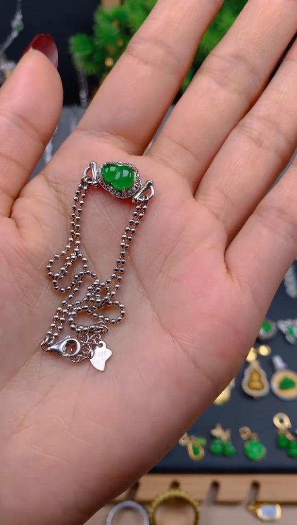 银S925镶嵌手链翡翠葫芦手链