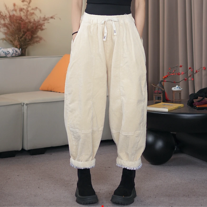 夹棉灯芯绒靴裤女裤子K1146