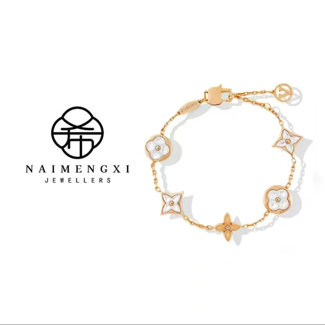 高级感时尚老花白色带V手链百搭气质简（带证书）