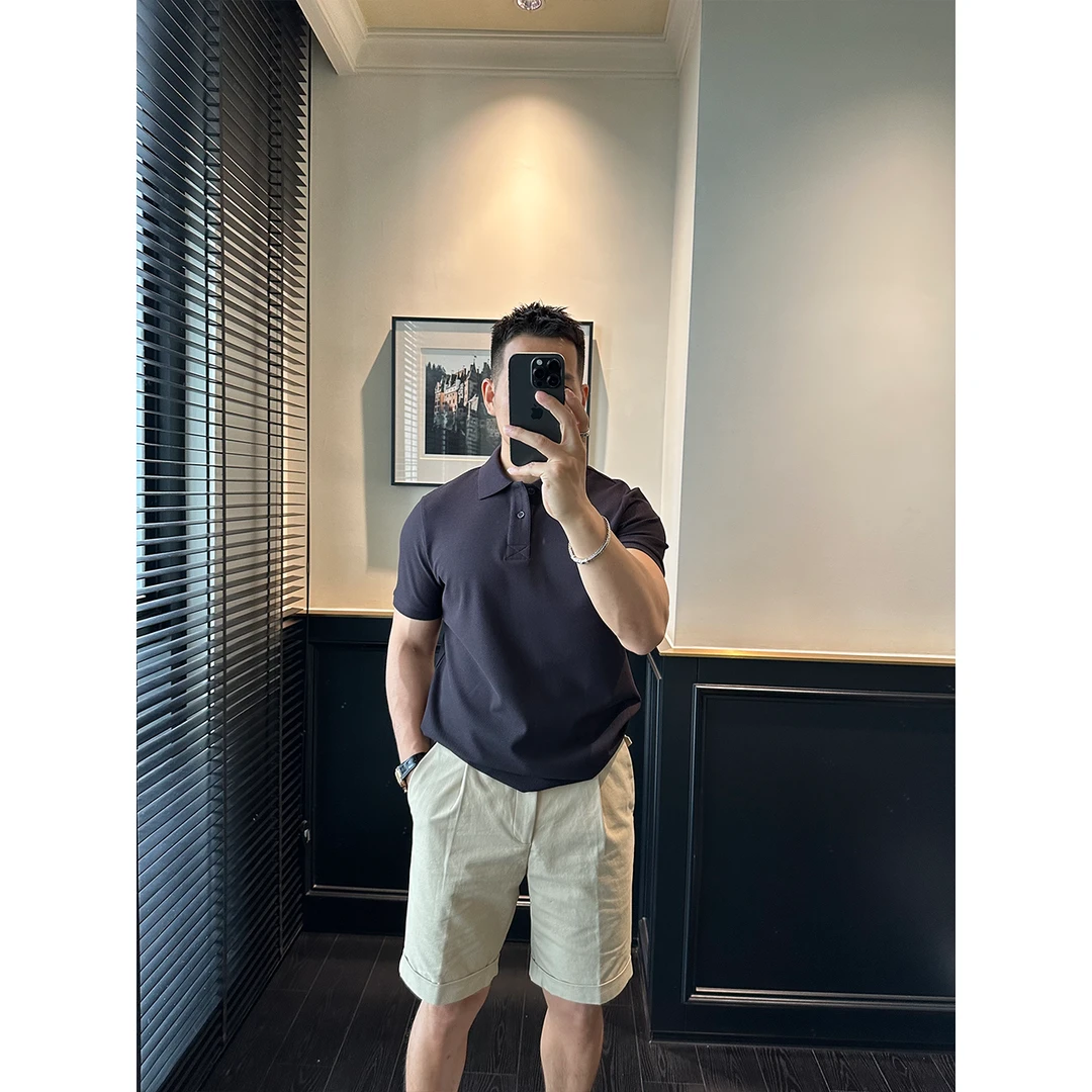 DAN LANG 292#桑蚕丝羊绒混纺大珠地polo衫