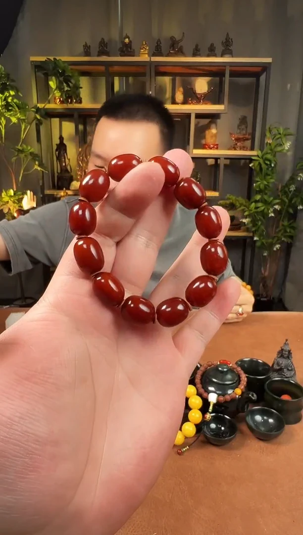 手串蜜蜡未镶嵌12+枣红皮