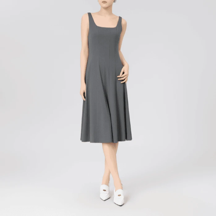 AMASS/阿玛施小黑裙“骄人一等”经典优雅纯色无袖连衣裙5596546