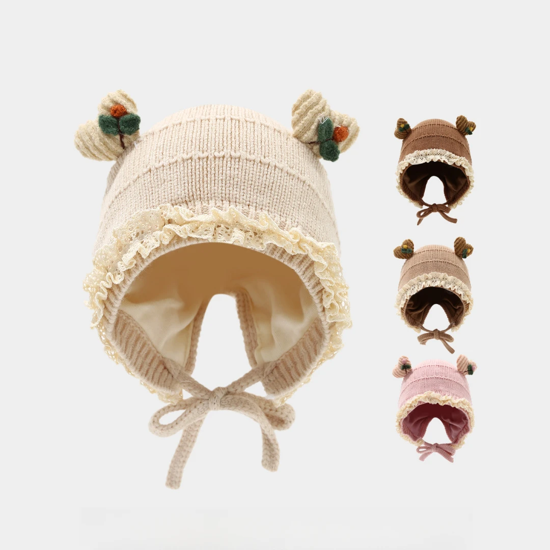 儿童帽子秋冬季针织帽女宝宝保暖防寒毛线帽可爱婴幼儿护耳套头帽