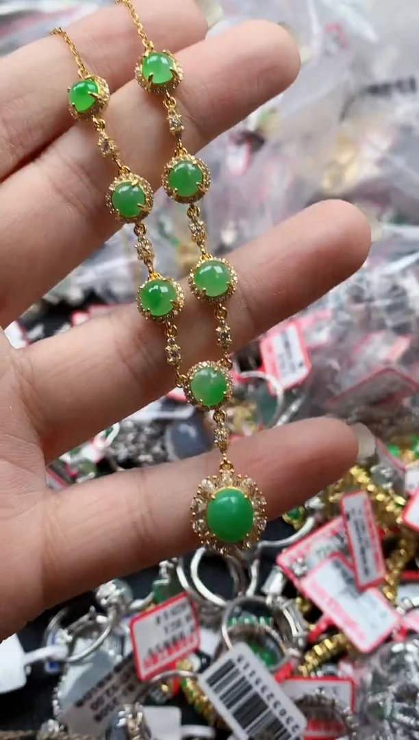 银S925镶嵌戒指翡翠天然A货缅甸翡翠