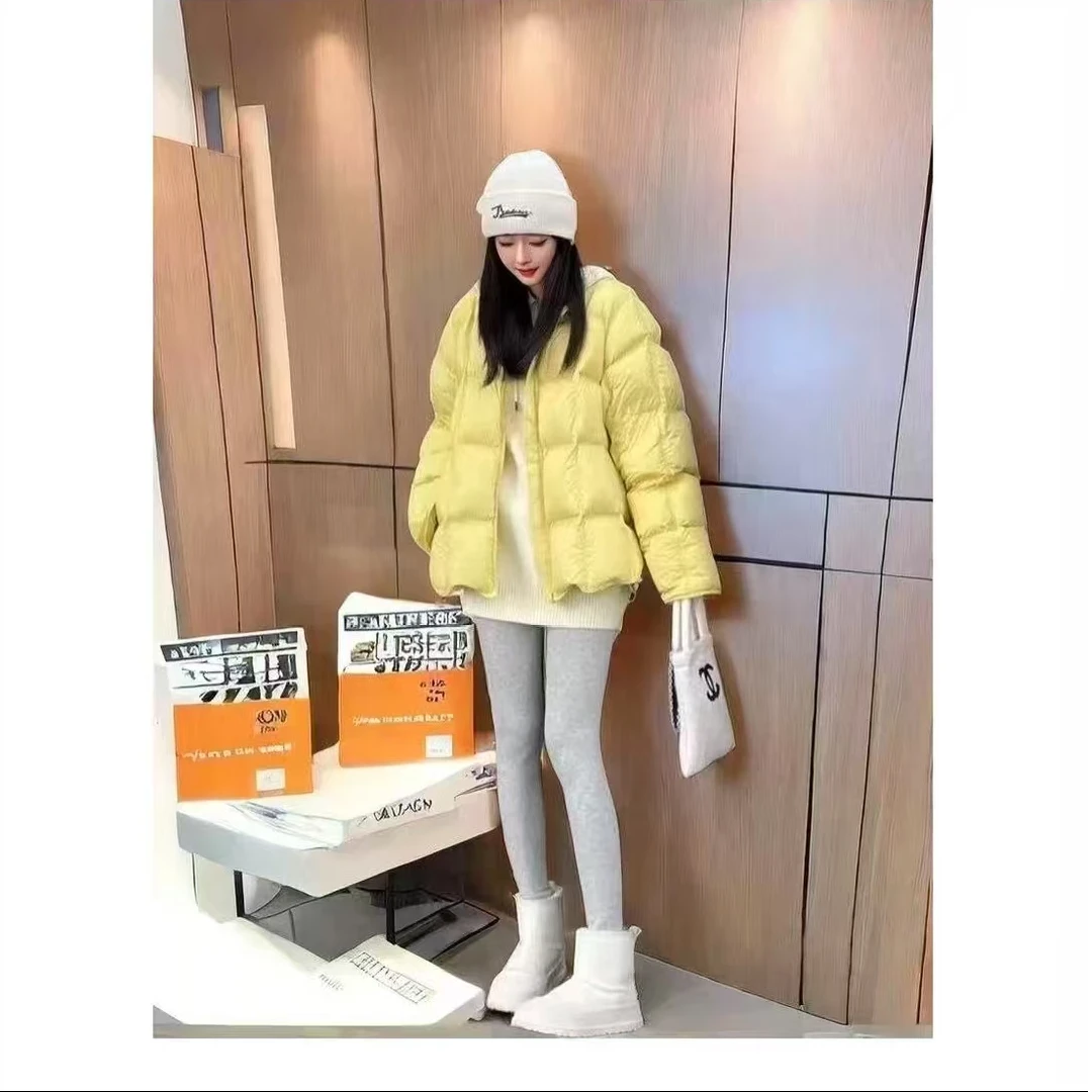 2025韩版泡芙洋气时尚无领保暖女士面包羽绒服春冬款