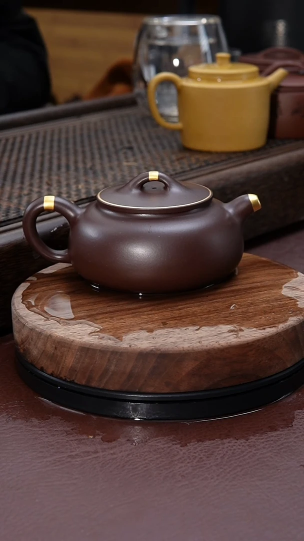 【闪购商品】紫砂茶壶描金过桥扁腹紫砂壶