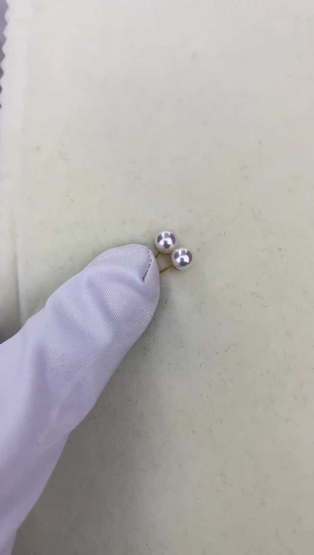 18K金镶嵌DA海水珍珠 GD001 5-6 耳钉