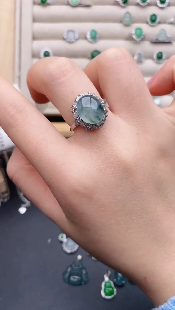 银S925镶嵌戒指翡翠0