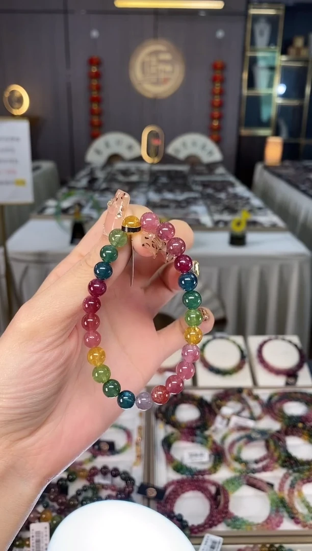 未镶嵌老矿碧玺色标单圈手串7mm+碧玺dan多样性发货一条