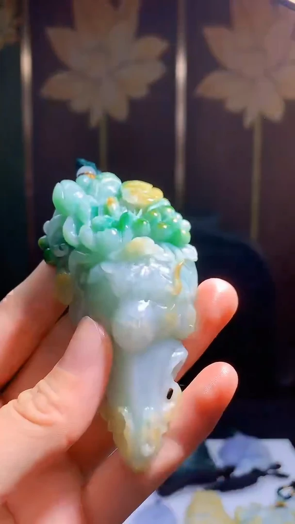 定制翡翠未镶嵌1027hm-毛货挂件(赠珠链)35