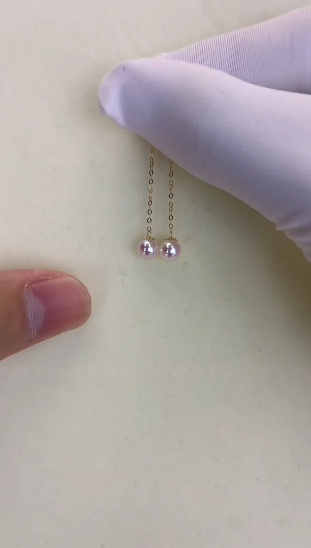 18K金镶嵌DA海水珍珠 GD144 5-6 耳线定制