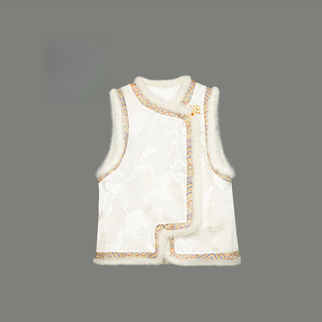 NuoNuo【云涧】100桑蚕丝国风宋锦马甲 新中式提花马甲·23M0061