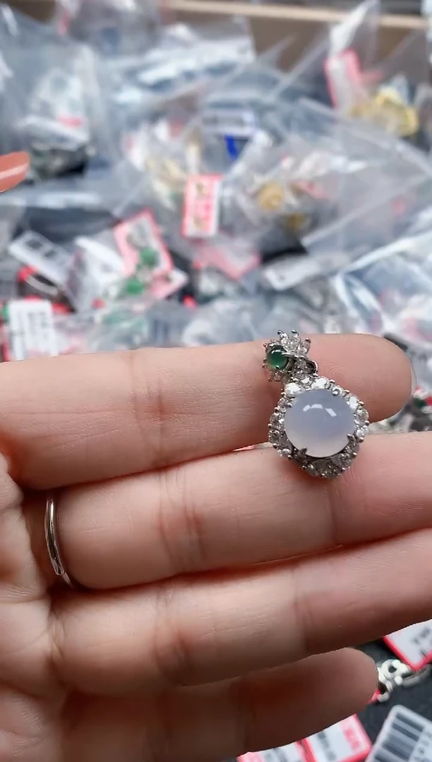 银S925镶嵌戒指翡翠天然A货缅甸翡翠