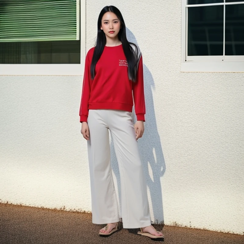 【素境】5070#韩版圆领长袖卫衣新款字母印花上衣女宽松休闲衣长55