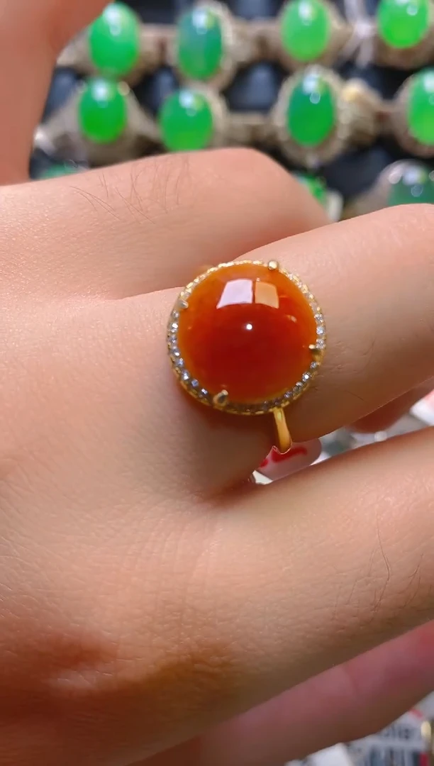 翡翠戒指银S925镶嵌天然