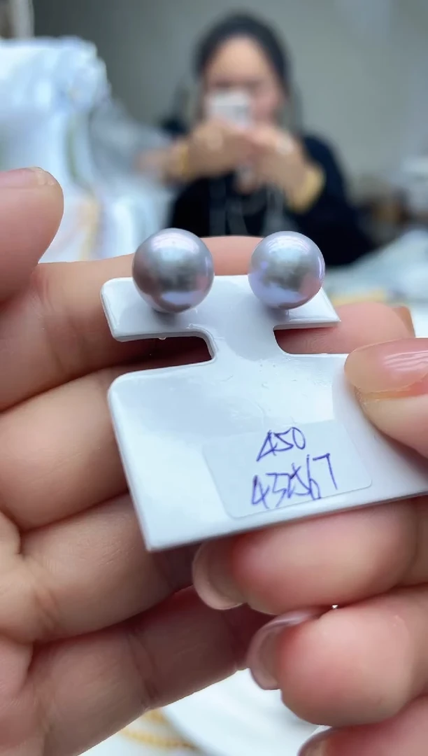 未镶嵌淡水珍珠珍珠灰珠耳钉