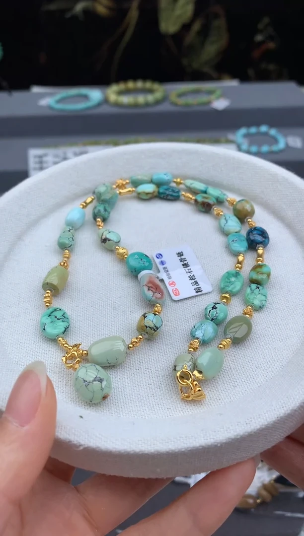 未镶嵌绿松石锁骨链茜.R47