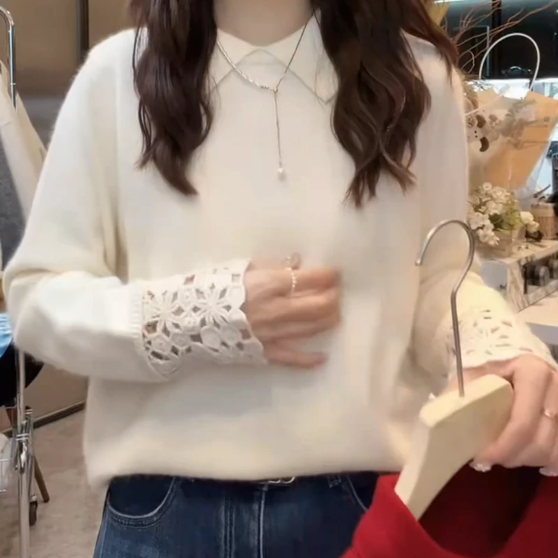 【玫瑰甘露】女款毛衣冬季新百搭洋气设计感长袖针织衫LK2508835