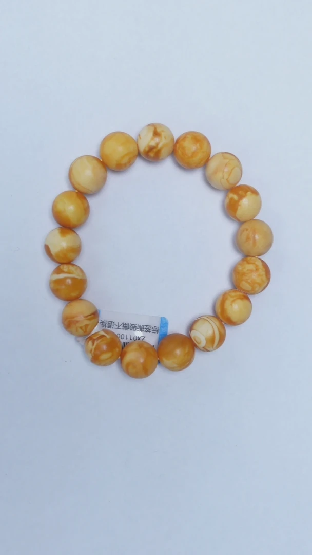 未镶嵌琥珀手链特级石膏花蜡圆珠手串12mm