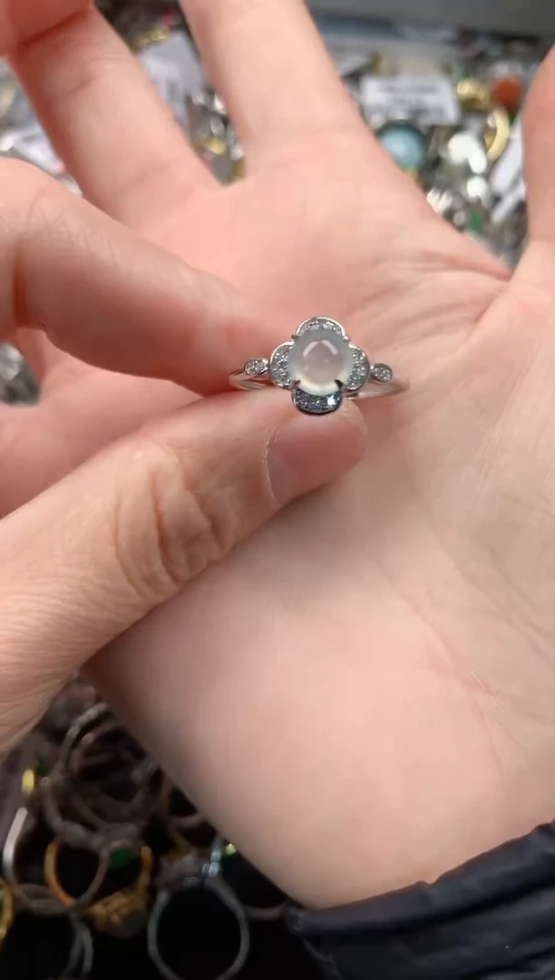 银S925镶嵌戒指翡翠555  1