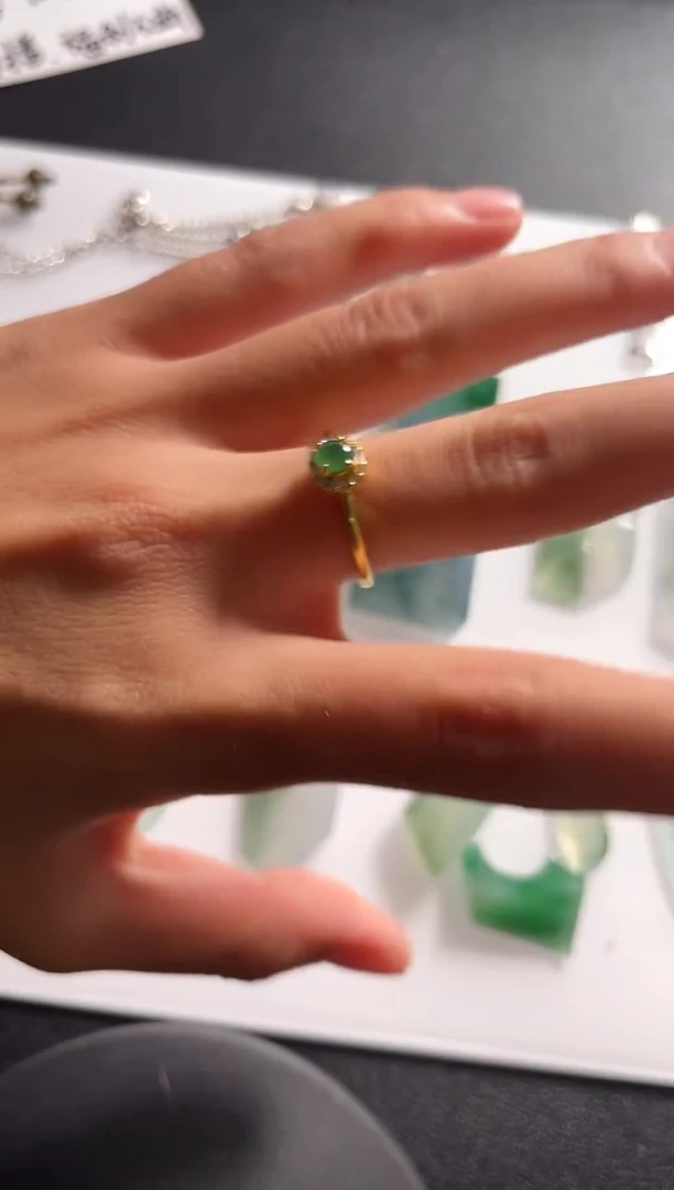 合金戒指翡翠天然A货翡翠