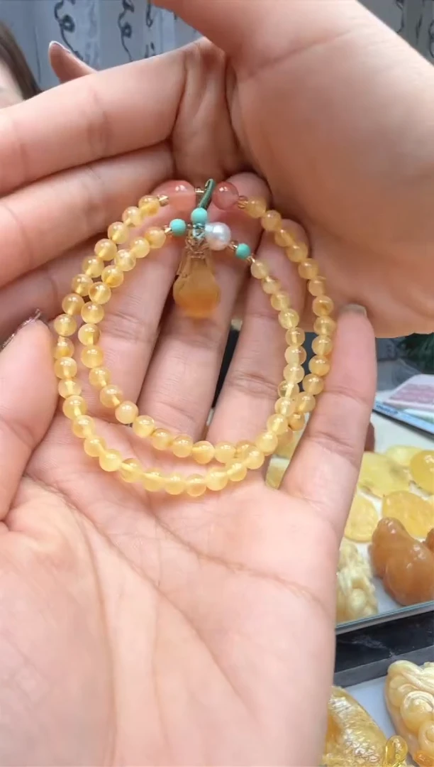 【闪购商品】琥珀裸石未镶嵌双圈手链    多样性发一