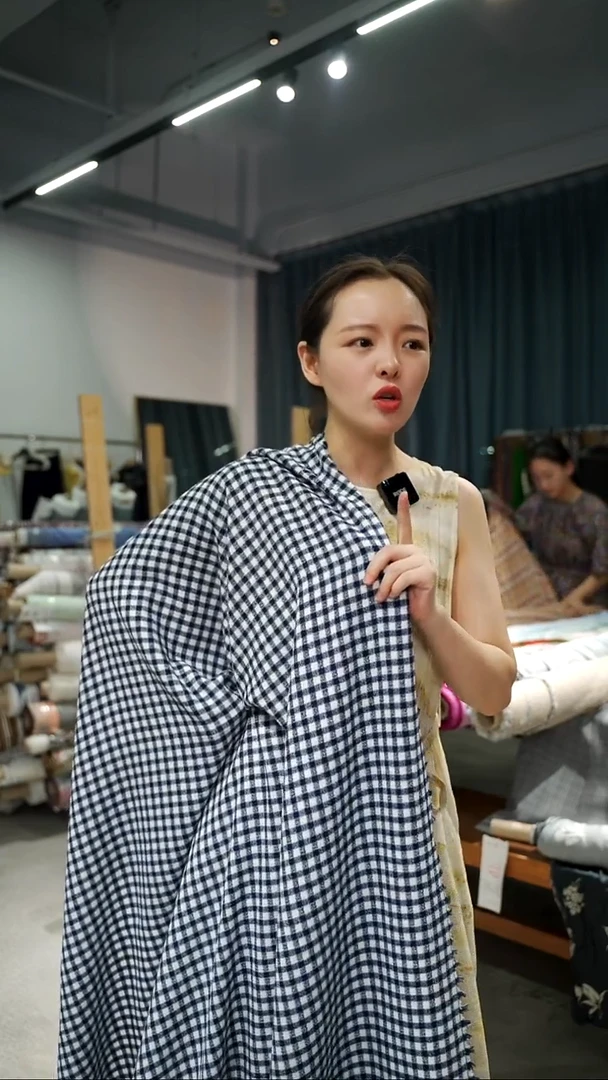 混纺1米意大利进口 RIcceri 54棉20VI6麻面料格纹服装布料宽