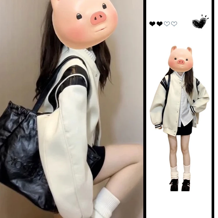 E703【金拐子专属】美式复古休闲棒球服外套女春秋季夹克初秋上衣