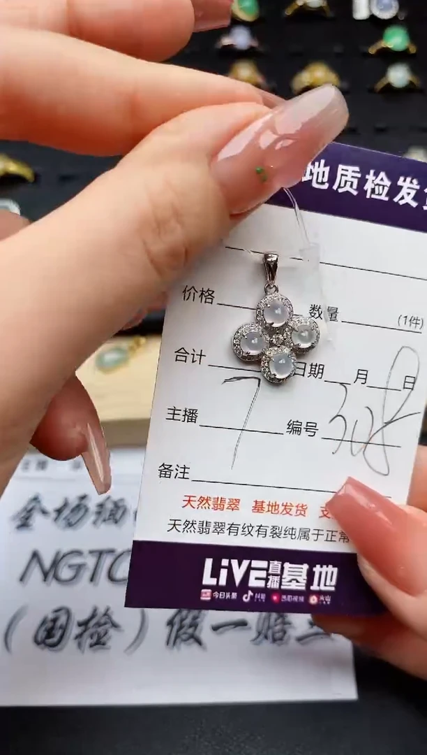 翡翠银S925镶嵌耳饰............