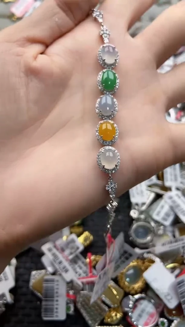 翡翠戒指银S925镶嵌2222---6