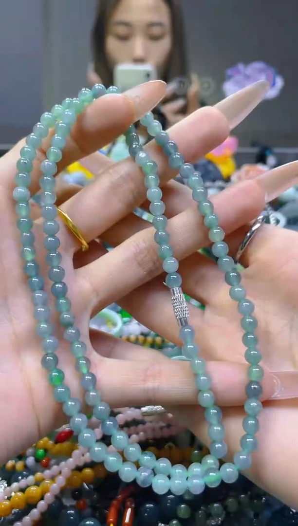 翡翠未镶嵌颈饰4MM/T/翡翠A货，一件也是批发价