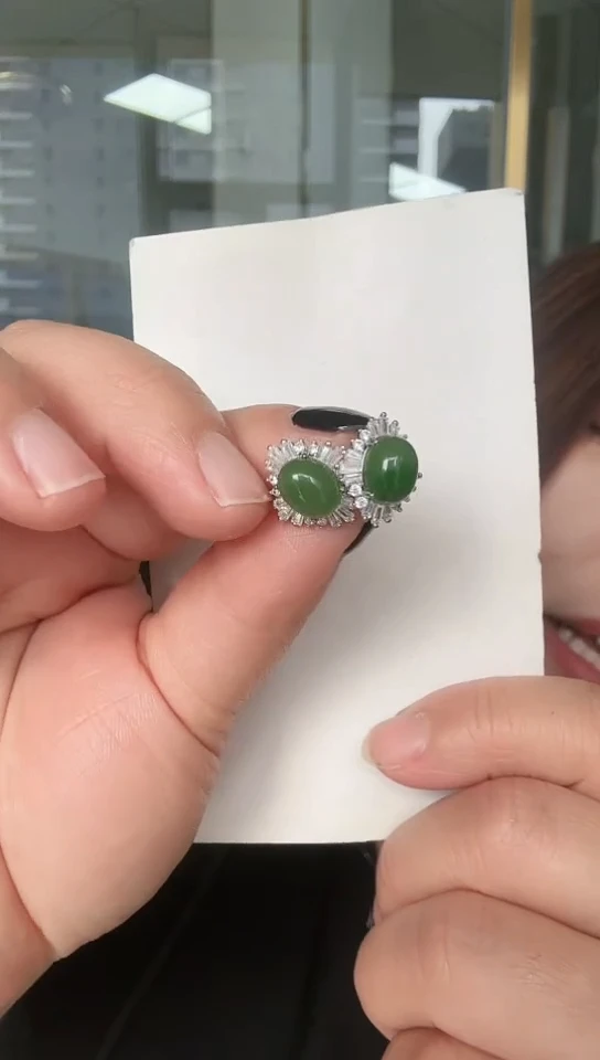 【闪购商品】和田玉耳钉银S925镶嵌耳钉