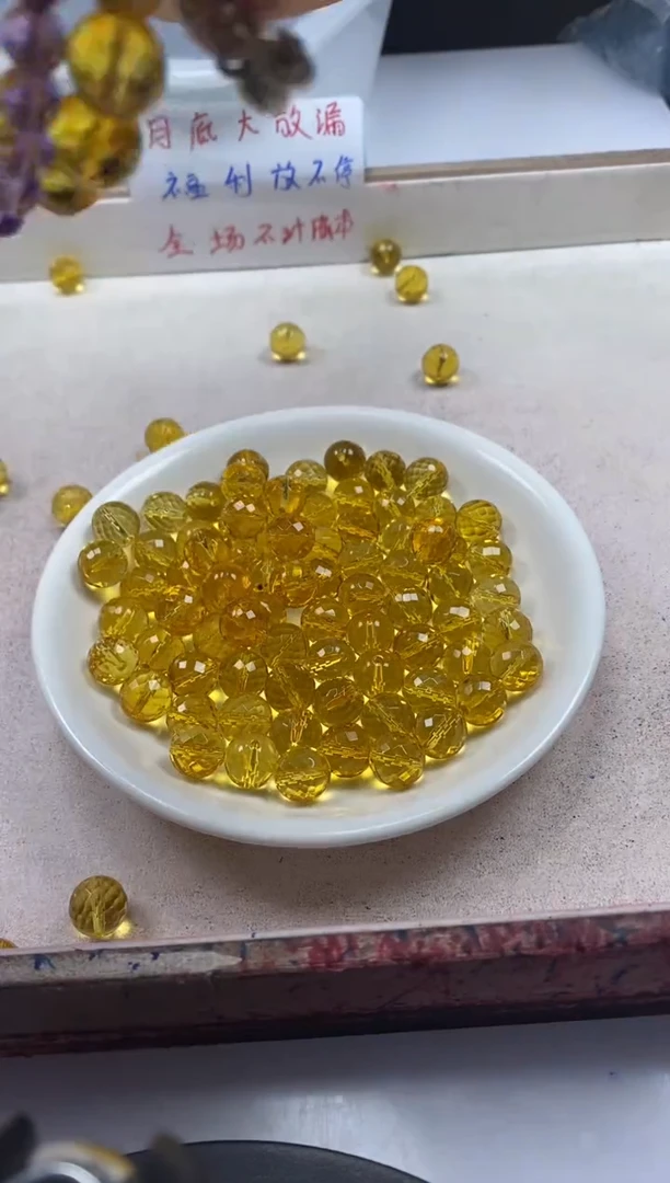 【闪购商品】水晶颈饰未镶嵌w123黄水晶切面10mm*10颗