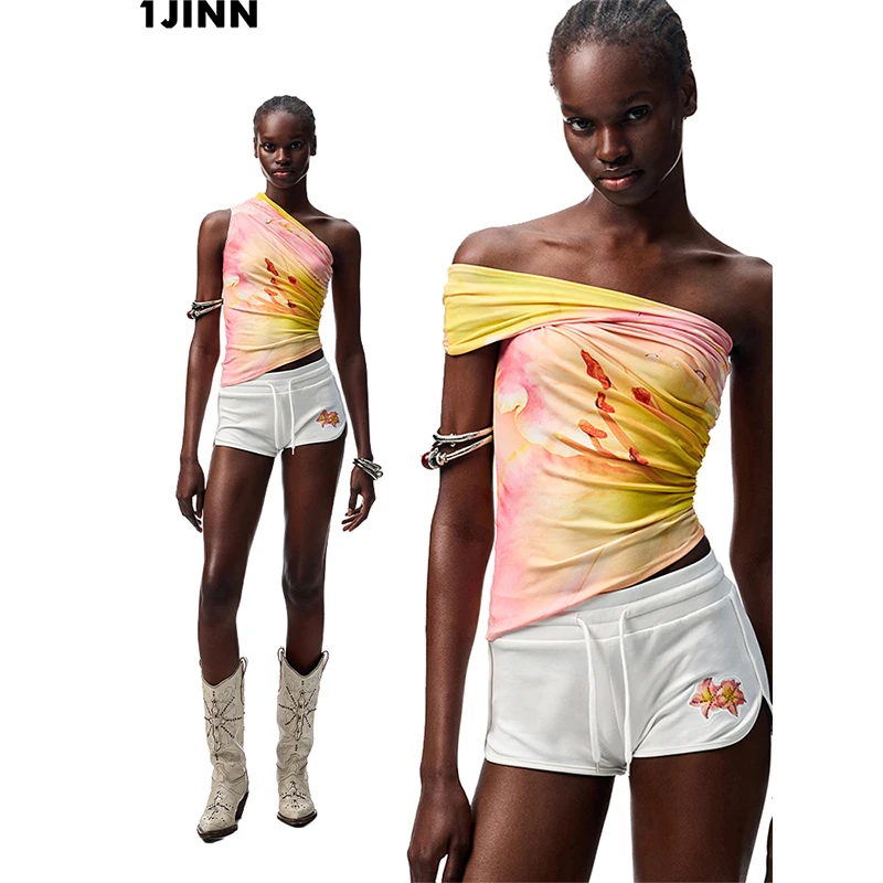 【25夏季新款Vol.2】1JINN STUDIO 斜肩抽皱满印花卉背心