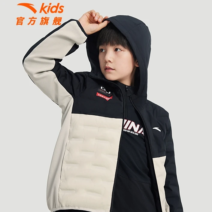 安踏儿童男女童羽绒服2024冬季款保暖舒适柔软羽绒服连帽外欧若风