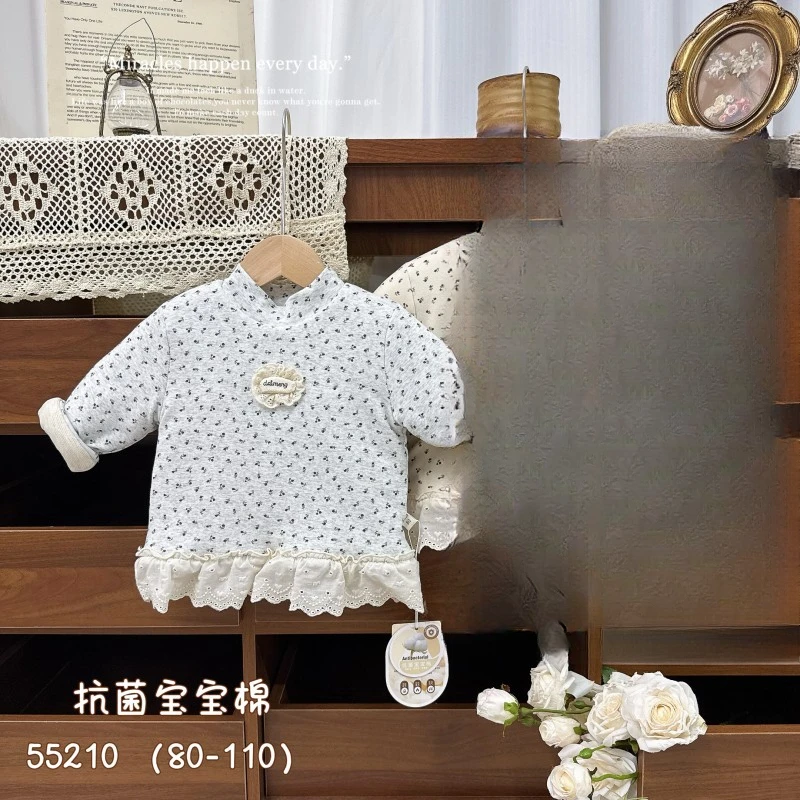 【一件过冬】女童冬季加棉上衣儿童碎花保暖打底衫宝宝卫衣