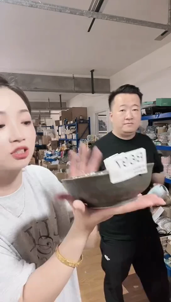 瓷片 日本进口瓷器16cm黑樱花钵B697