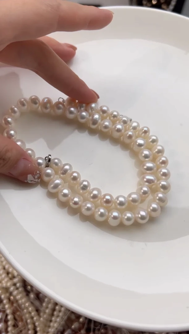 未镶嵌淡水珍珠15强光*珍珠项链（无核9mm+）