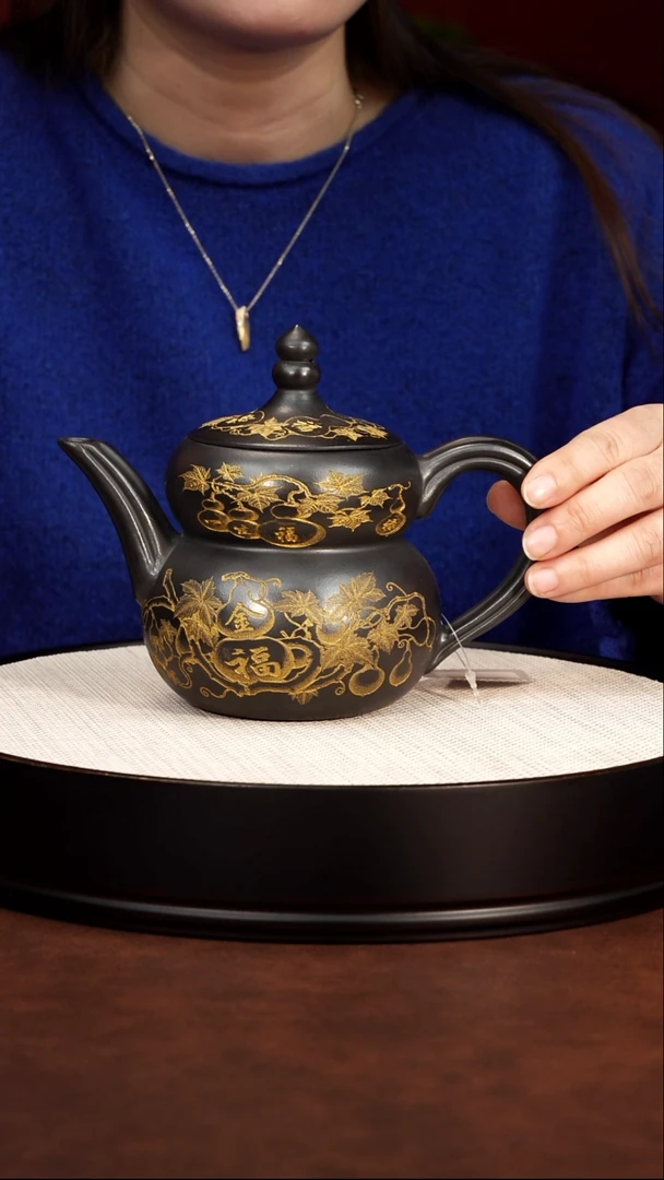 茶壶紫砂宜兴紫砂 金福葫芦 石黄 高艳 460cc 289