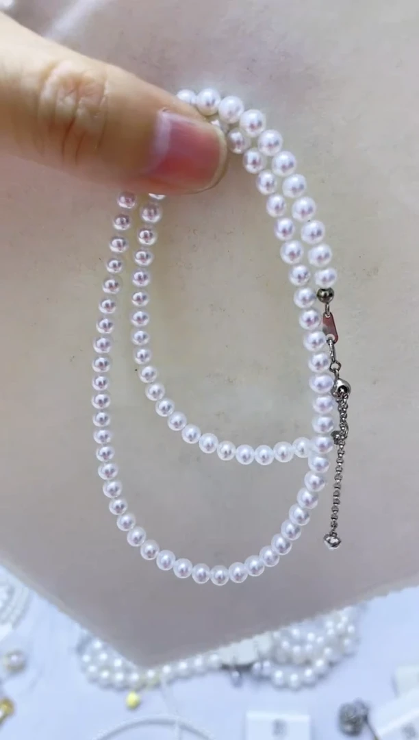 银S925镶嵌淡水珍珠耳饰白小米链